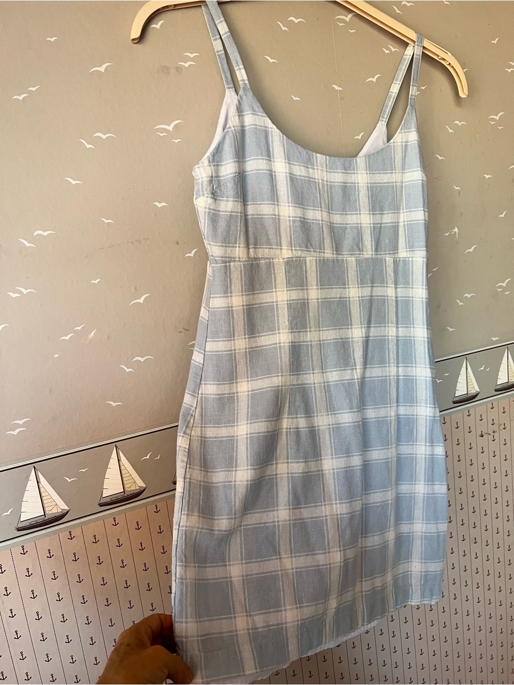 Forever 21 Light Blue and White Plaid Mini Dress